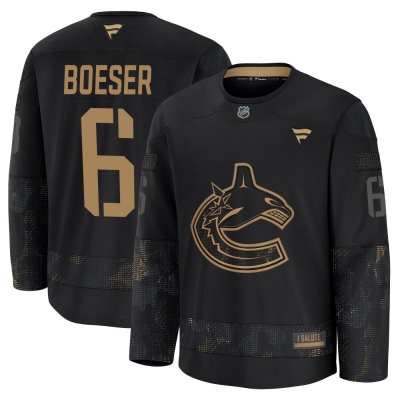 Men's Brock Boeser Vancouver Canucks Fanatics 2024 Military Appreciation Practice Jersey - Premium Black